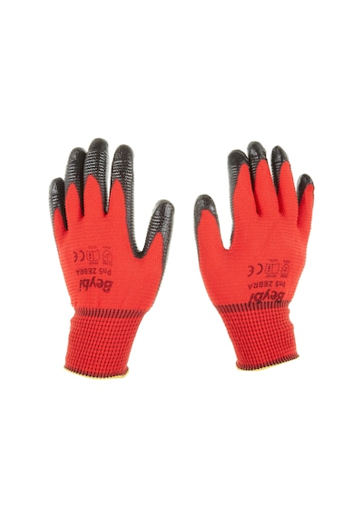 Tr Pu17 Pn5 Zebra Polyester Örme Nitril Eldiven Çift, No 10, Kırmızı Siyah Diğer