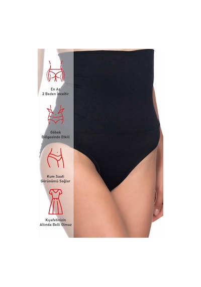 Siyah Mı Emay 2009 Yüksek Bel Double Slip Korse Siyah