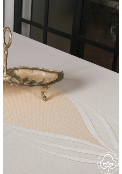 Aslı Lüx Jakar Tp Polycotton Kumaş Bej Masa Örtüsü 160x220 Cm - 1225 Çok Renkli