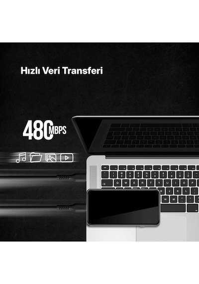 Usb-c - Usb-c 120cm 60w Pd/qc Hızlı Şarj/data Kablosu