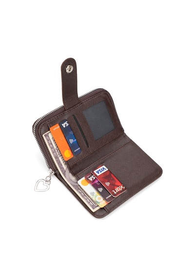 Newish Polo Kadın Kağıt Para Bölmeli Kartlık Ve Cüzdan - New411 Kahverengi