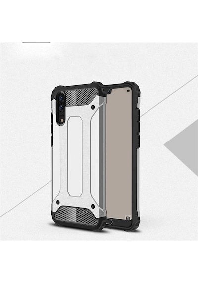 Noktaks - Huawei P20 Uyumlu - Kılıf Çift Katman Zırh Tank Crash Military Kapak - Gri