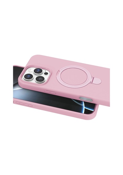 Apple Uyumlu iPhone 16 Pro Max Regal Magsafe Standlı Kapak Açık Pembe