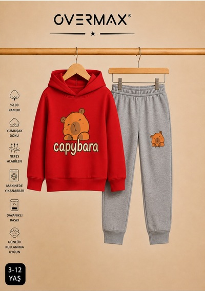 Overmax Capybara Baskılı Kapüşonlu Çocuk Eşofman Takımı 3-12 Yaş Kırmızı Üst- Gri Alt - 916032676 Kırmızı Üst- Gri Alt Overmax Capybara Baskılı Kapüşonlu Çocuk Eşofman Takımı 3-12 Yaş Kırmızı Üst- Gri Alt - 916032676 Kırmızı Üst- Gri Alt