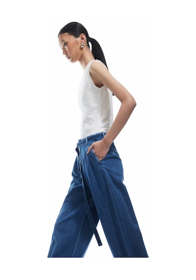 Koton Yüksek Bel Geniş Paça Kemer Detaylı Pileli Jean Pantolon Orta İndigo 5sal40167md Indigo Koton Yüksek Bel Geniş Paça Kemer Detaylı Pileli Jean Pantolon Orta İndigo 5sal40167md Indigo