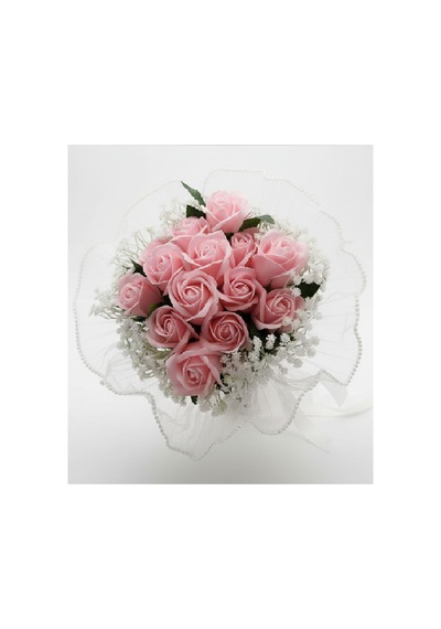 Pembe Gül Gelin Buketi Beyaz Cipso Çiçekli Romantik Nikah & Düğün Buketi - 862602107 Diğer