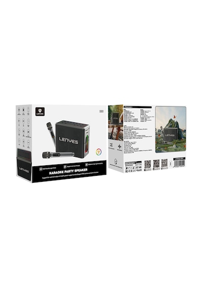 Lenyes S861 12.000mah Powerbank Özellikli Çift Mikrofonlu Bluetooth Speaker Hoparlör V5.0 Siyah