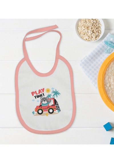 Bk Kids Play Time Tasarımlı Pembe Bebek Mama Önlüğü Pembe