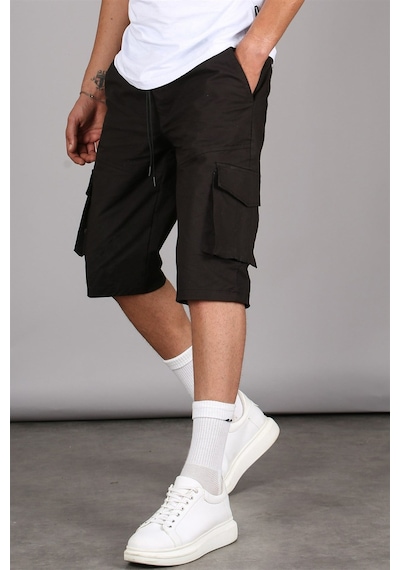 Madmext Siyah Basic Kargo Cep Erkek Kapri Şort 5473