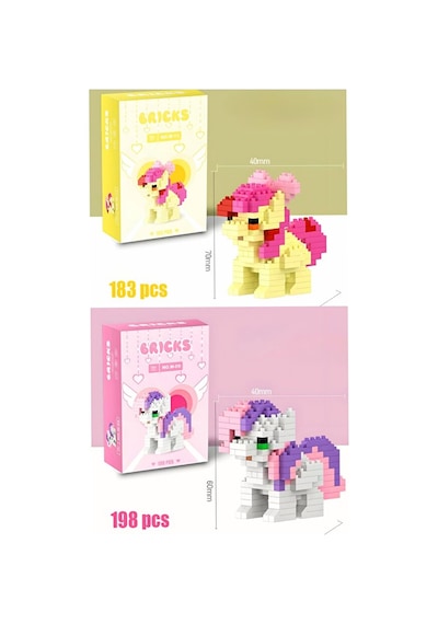 Brıcks Pony Yapı Blok Seti 2 Li Sweetie Belle & Applebloom Pony Figür Hobi Koleksiyon