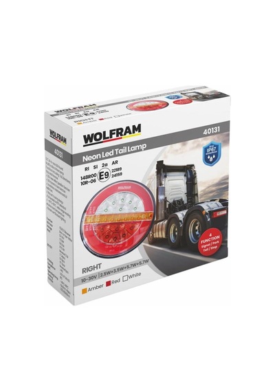 Wolfram 12v-24v Stop Lambası Yuvarlak Neon Ledli-kayar Sinyalli 4 Fonksiyonlu 140 35 Mm E9 Sağ
