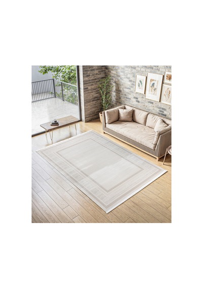 Badelya Home Krem Ekru 7109 Modern Doğal Taban Saçaklı Salon Koridor Mutfak Çocuk Oturma Odası Halı Yolluk 7109krem-ekru