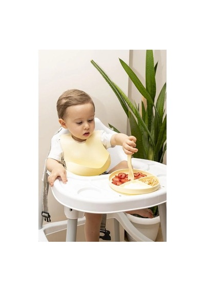 Özel Seri Sarı 3 Lü Silikon Yemek Seti Beslenme Gereci Mama Tabağı Bebekurunleri