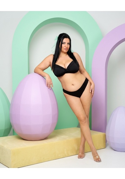 Büyük Beden Kaplı Toparlayıcısiyah Bikini Takım Siyah