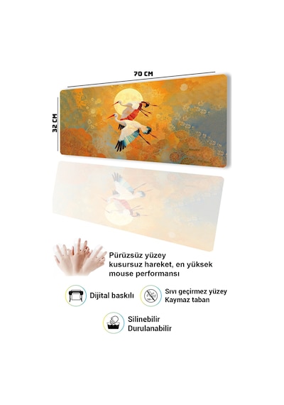 SonicTouch Klavye Mousepad 32x70cm Dikişsiz Kaymaz Taban Vefanın Kanatları Leylek Temalı