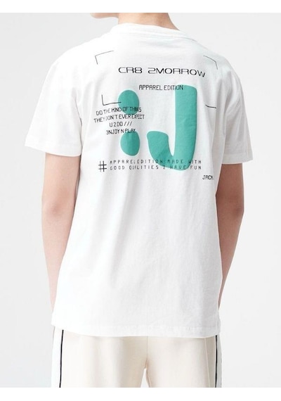 Jack Lions Erkek Çocuk Pamuklu Yazılı Tshirt-14022-krem Krem