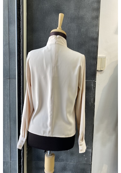 Pera Moda Gold Broş Detaylı Şık Bluz Gömlek Taş