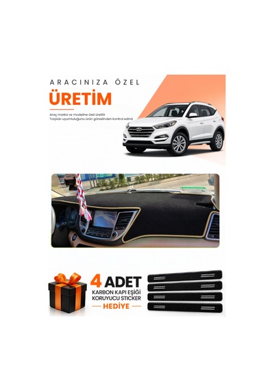 Hyundai Tucson 2016-2018 Uyumlu Torpido Koruma Örtüsü Oto Kılıfı - Siyah Bej
