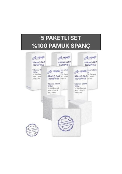 Ağaoğlu Spanç Gazlı Bez 7,5x7,5cm 12 Katlı 500 Adet