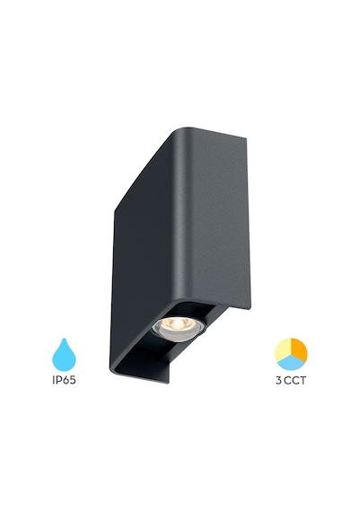Braytron 3 Renk Modlu İç-dış Mekan Led Duvar Armatürü 3cct Bg38-03182 Haiti Aplik Siyah
