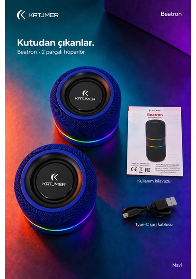 Spbtrn-001 Beatron Manyetik Ayrılabilir Bluetooth 5.4 Hoparlör 2 5 W, Tws, Tf Kart, Işıklı Mavi