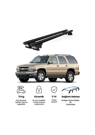 Venüs Chevrolet Tahoe 2000-2006 Uyumlu Siyah Ara Atkı Port Bagaj Tavan Barı