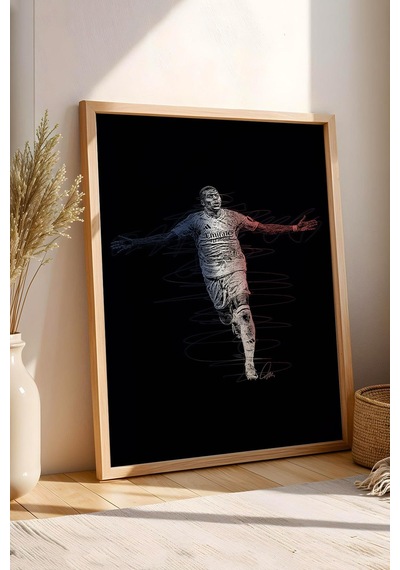 Kylian Mbappe Portre Futbol Çerçeveli Tablo - Estetik Poster