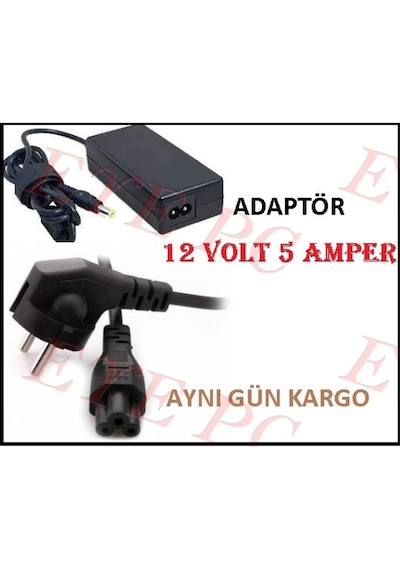 12 Volt 5 Amper Priz Tipi Plastik Adaptör