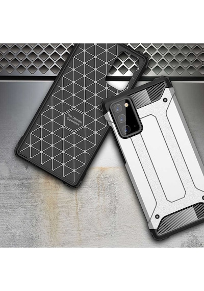 Ekılıf - Samsung Galaxy Note 20 Uyumlu Kılıf Çift Katman Zırh Tank Crash Military Kapak - Siyah