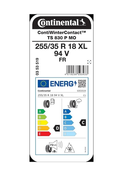 Continental 255/35 R18 94V XL FR Contiwintercontact TS830P MO Kış Lastiği 2023