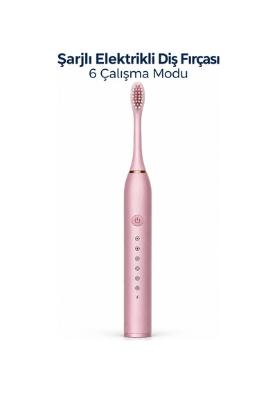 Pembe Şarjlı Elektrikli Diş Fırçası 6 Modlu Standart