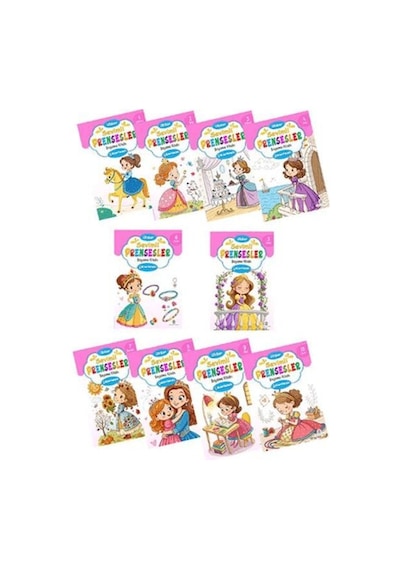 Sevimli Prensesler Boyama Kitabı Sticker Çıkartmalı 10 Kitap Set