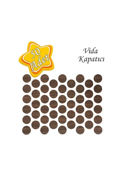 50 Adet Ceviz Vida Kapatıcı Ahşap Desenli Yapışkanlı Vida Tapası Tıpası Kapağı Vida Gizleyici