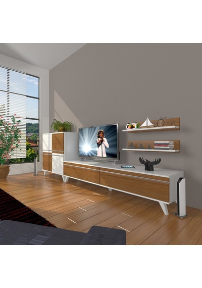 Decoraktiv Eko On Mdf Std Retro Tv Ünitesi Tv Sehpası Beyaz - Ceviz