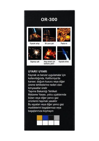 Or-300 Profesyonel Bütan Gazlı Pürmüz 1300 C Mavi Alev, Piezo Ateşlemeli, Esnek Başlıklı Diğer