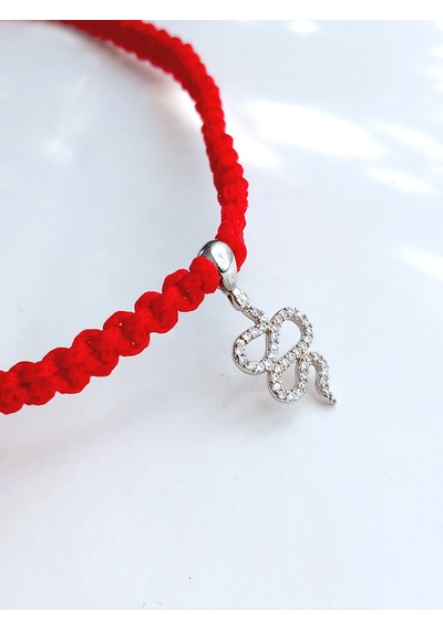 Gümüş Kırmızı İp Yılan Tasarım Kişiselleştirilebilir Choker Kadın