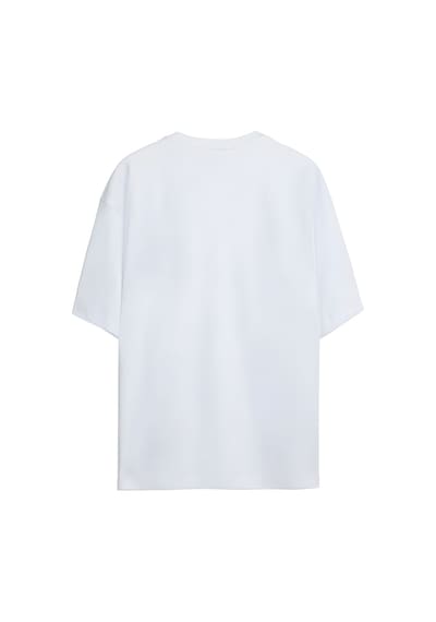 Noıssey Kedi Baskılı Unisex Oversize T-shirt Beyaz