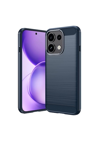 Caseonn Oppo Reno16 F 5g Kılıf Karbon Fiber Desenli Koruyucu Arka Kapak Lacivert