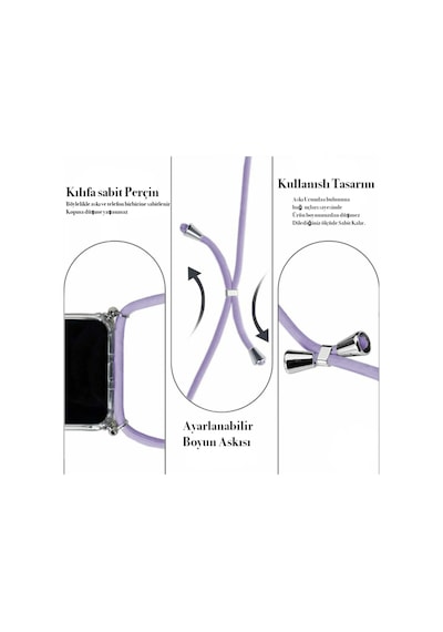 Teknomoda Xiaomi Redmi Note 9 PRO Kılıf Boyun Omuz Askılı iPli Anti Şok Köşe Korumalı Şeffaf Silikon