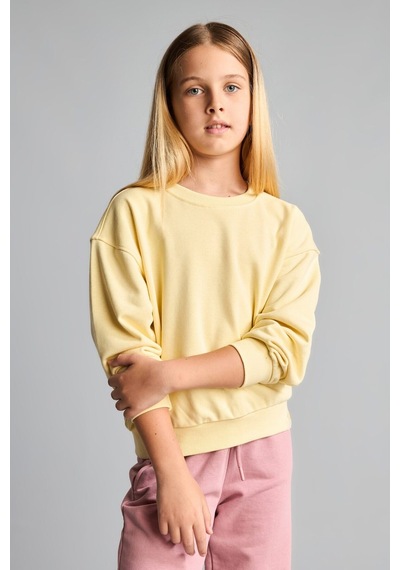 Defacto Relax Fıt Basic Sweatshırt Kız Çocuk E6842a826auyl487 Sarı-yl487