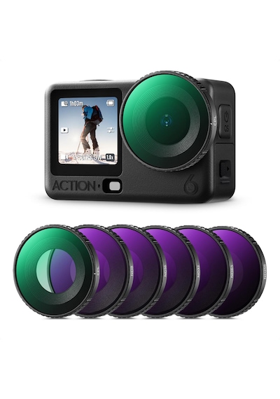 K&f Concept Djı Action 6 Uyumlu Filtre Seti / Cpl Nd8 Nd16 Nd32 Nd64 Nd256 Vidalı