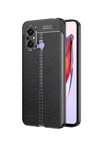 Xiaomi Redmi 12c İçin Kılıf Deri Dokulu Silikon Siyah Redmi 12c İle Uyumlu Kılıf - Siyah