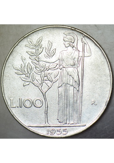 İtalya 100 Liret 1955 Basıldığı İlk Tarih-en Nadir Tarih. Tanrıça Minerva Görselli.