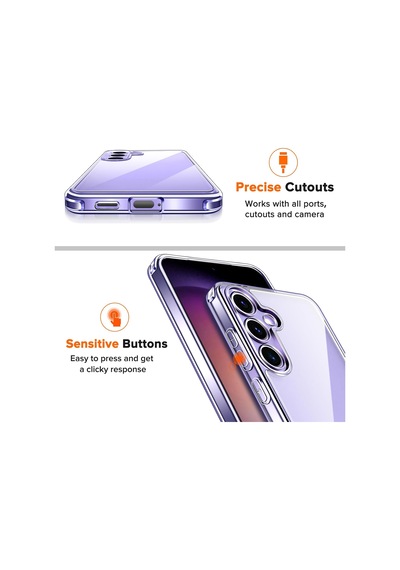 Samsung Galaxy Uyumlu S24 5g Şeffaf Silikon Kılıf & 2 Adet Temperli Cam Ekran Koruyucu Seti