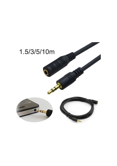 Kulaklık Uzatma Kablosu 3.5Mm Ses Dişi Erkek Altın Uç 3M Metre (330924489)