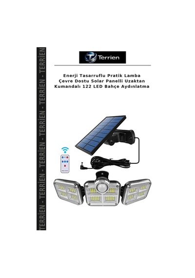 Enerji Tasarruflu Pratik Lamba Çevre Dostu Solar Panelli Uzaktan Kumandalı 122 Led Bahçe Aydınlatma