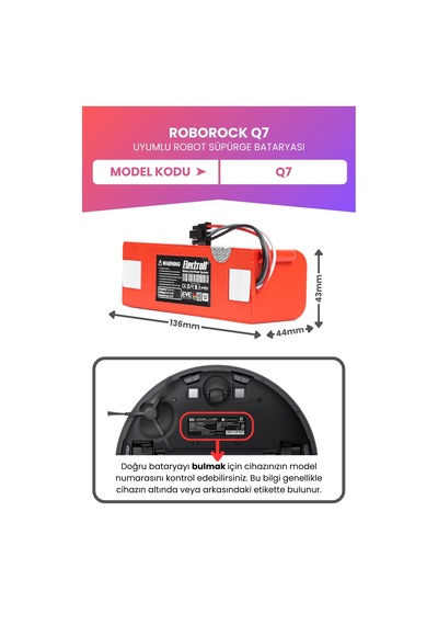 Roborock Q7 Uyumlu Batarya Maksimum Kapasite 7000mah Pil Kutulu Robot Süpürge Bataryası Değişimi