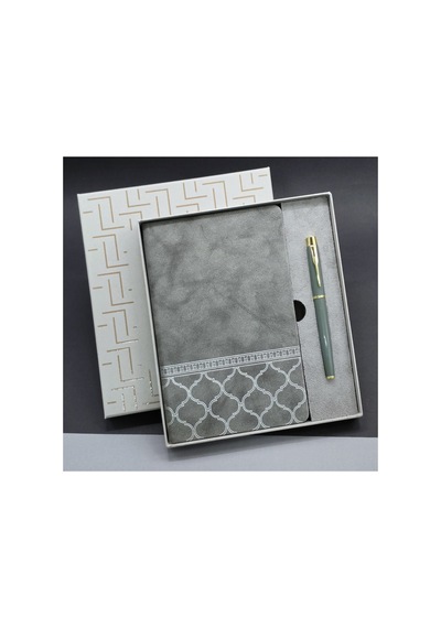 Gri Renk Defter Ve Metall Roller Kalemm Seti Sb