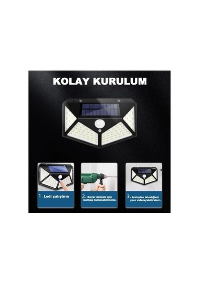 Güçlü 100 Led Dış Mekan Solar Lamba 270 Çok Renkli