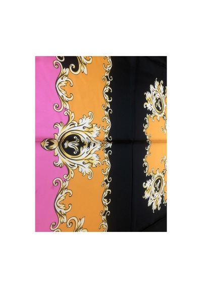 Tikitonki Kare Kesim Etnik Çiçek Desenli Saten Pembe Eşarp - 90x90 Pembe Pembe